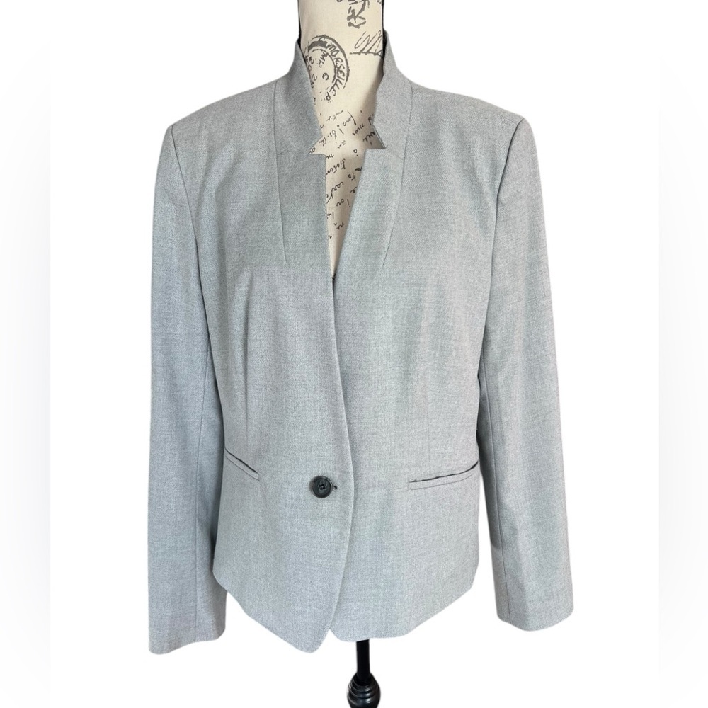 Ann Taylor Factory Gray Single Button Blazer Suit Jacket Size 14